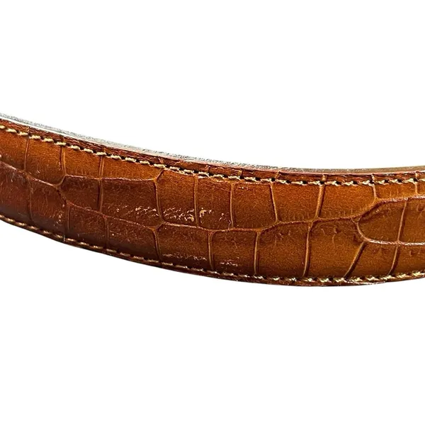 Talbots Made in Italy Brown Croc Embossed Genuine Leather Belt Women’s M Y2K VTG - Image 6