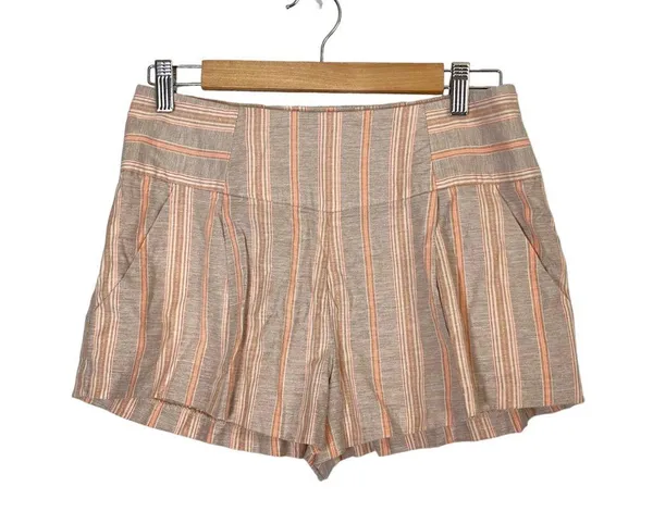 Free People Tan Pink Austin Striped Shorts - Image 4