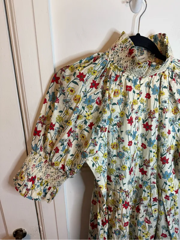 NWT English Factory Floral Smocked High Neck Puff Sleeve Mini Dress - Image 9
