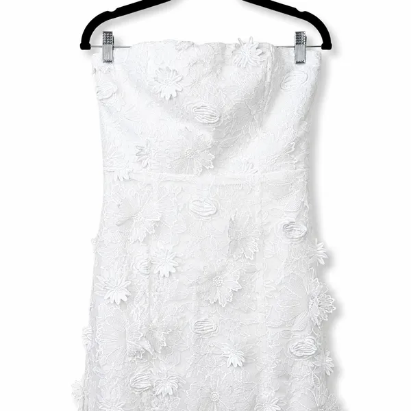 Lulus NWOT Elevated Sensation White 3D Floral Embroidered Midi Dress Medium - Image 6