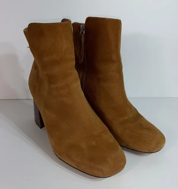 ALDO Gwulia suede ankle Boots Side Zip Block Heel Tan Womens Size 7.5 - Image 7