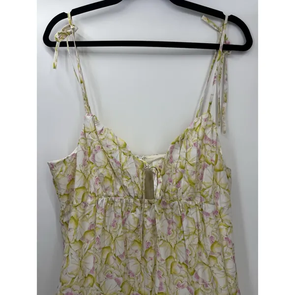 NWOT ASTR The Label Tie Strap Tiered Maxi Dress Size Large Green Pink Floral - Image 7
