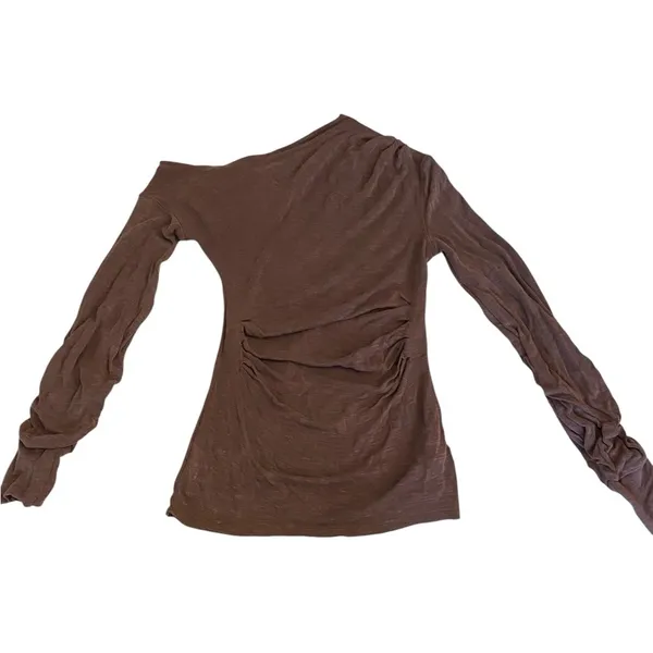Free People Night We Met Long Sleeve purple Ruched Off The Shoulder Tunic Top - Image 7