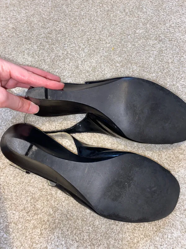 Etienne Aigner Peep Toe Slingback Heels Black 6.5 - Image 5