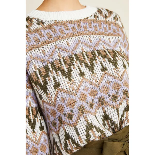 Anthropologie Fabiana Fair Isle Alpaca Wool Knit‎ Sweater Women S Boho Cottage - Image 2