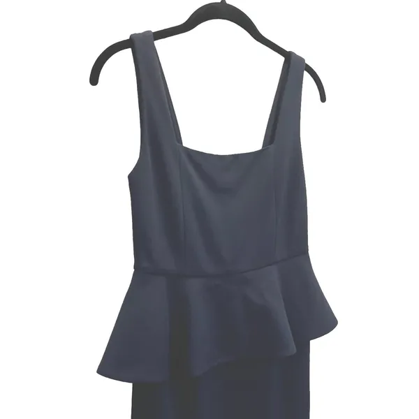 Alice + Olivia Employed Peplum Mini Dress 2 Navy Blue Sheath Sleeveless‎ Fitted - Image 8