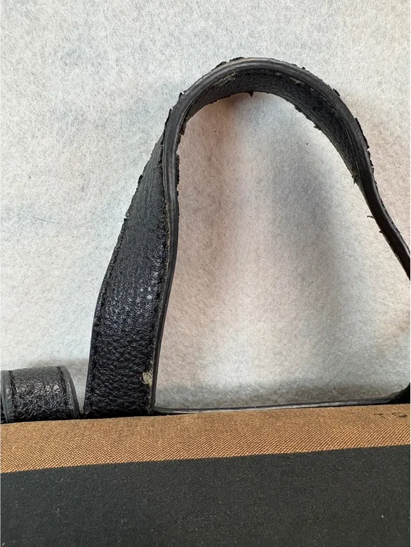 Tommy Hilfiger Striped Backpack Purse Brown Black Tassel Gold Tone - Image 2