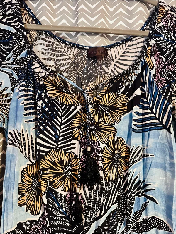 Hale Bob | Boho Tropical Floral Print Romper, Large - Image 3