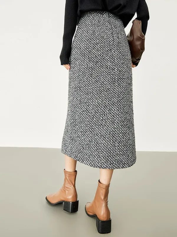 Commense Button Front Tweed Maxi Skirt Black White Small NWT Sold Out - Image 2
