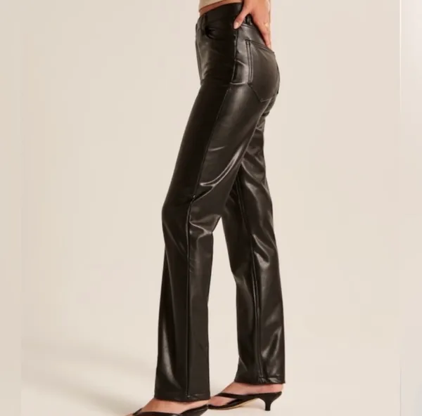 Abercrombie cross waist faux leather pants - Image 2