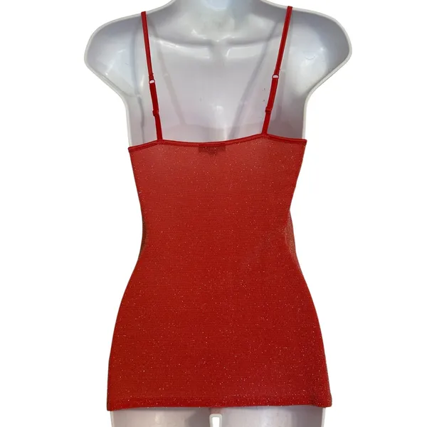 EXPRESS Dusty Pink Metallic‎ Shimmer V-Neck Adjustable Strap Camisole Top EUC XS - Image 5