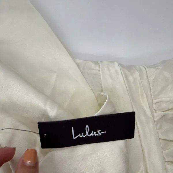 Lulus Always Celebrating Ivory Satin Off-The-Shoulder Mini Dress Size‎ M - Image 9