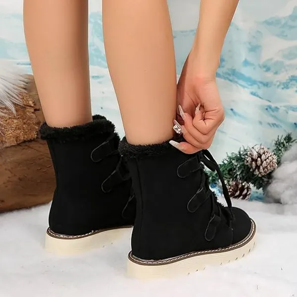 NWT ~ Black Faux Suede Fur Lined Lace Up Snow Boots ~ Women's Size 40 (9-9.5) - Image 5