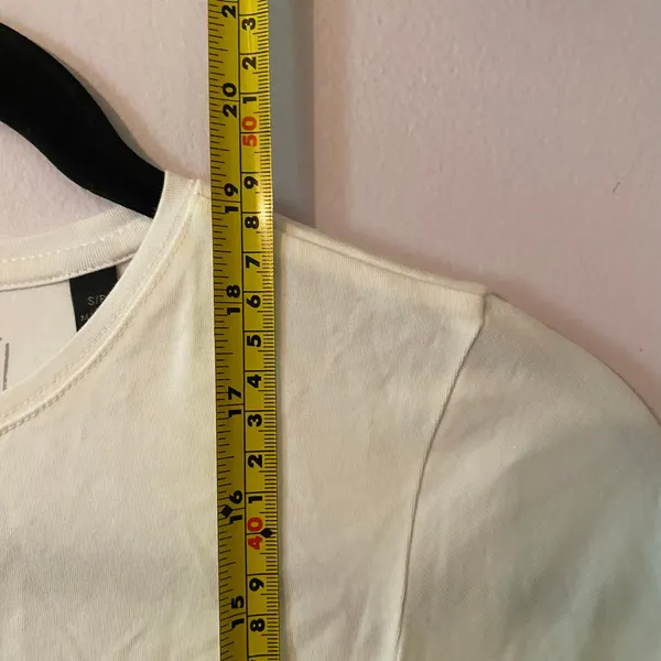 ATM White Cropped Cross-over Tee Stretchy Minimalist Sporty Women's size Small - Image 7