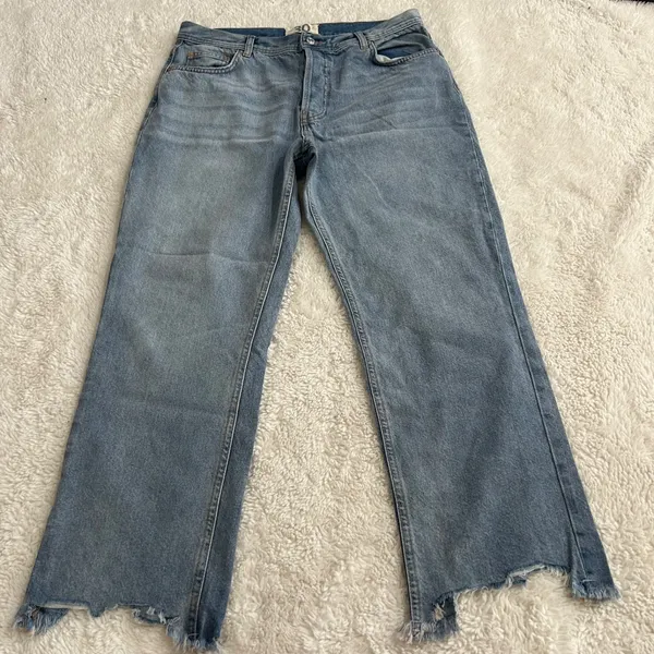 Free People Womens Straight Leg Denim Raw Hem Sz 30 Boho Indie Casual Preppy - Image 2