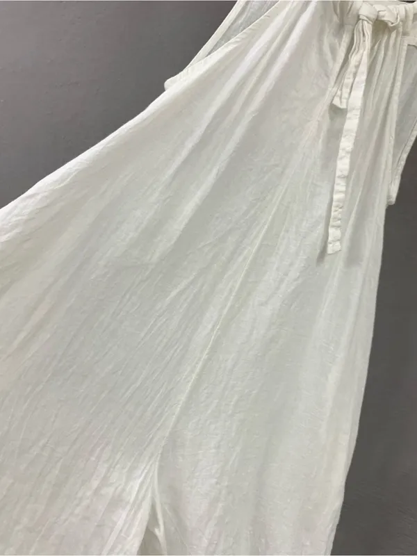 haute hippie white linen blend sheer bikini romper cover up - Image 9