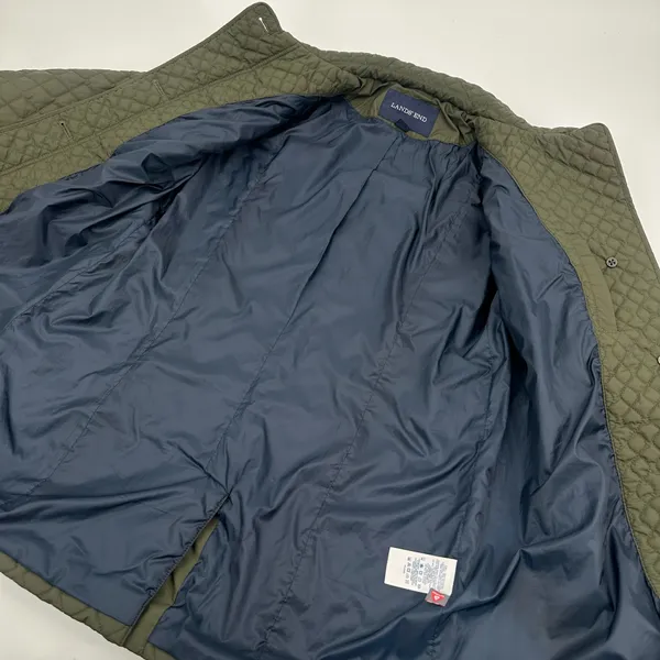 Lands End Quilted Jacket Women’s S TALL 6-8 Green Buttons - Image 10