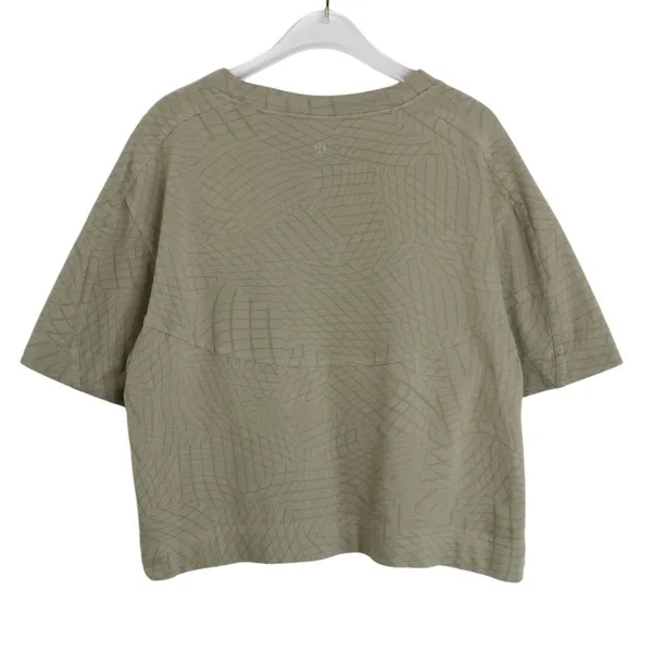 Lululemon Heavyweight Cotton T-Shirt Gradiating Grid Raw Linen Multi Size 8 - Image 7