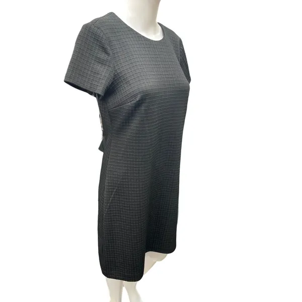 Calvin Klein SKU 498 Black Textured Short Sleeve Sheath Dress Size 4 - Image 6