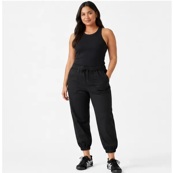 Levi's Womens Essential Joggers Size L Black Meteorite Mid Rise Tapered Stretch - Image 3