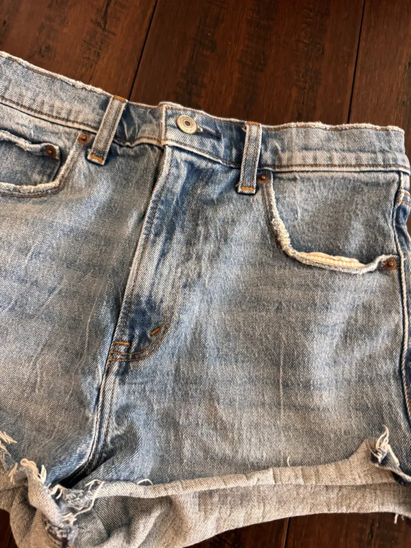 Abercrombie High-Rise Light Blue Denim Shorts - Image 2