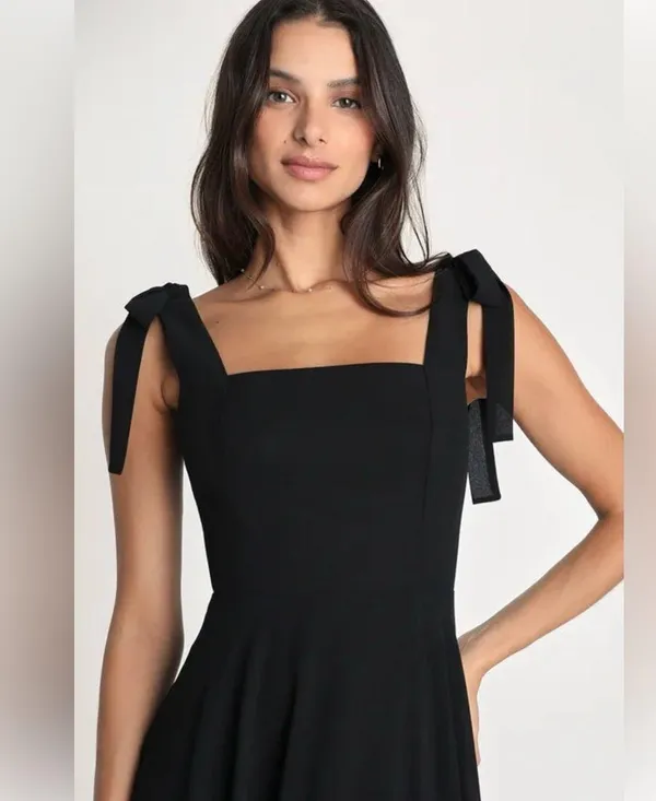 Lulu's Black Love Me Forever Tie-Strap Square Neck Maxi Dress - Image 3