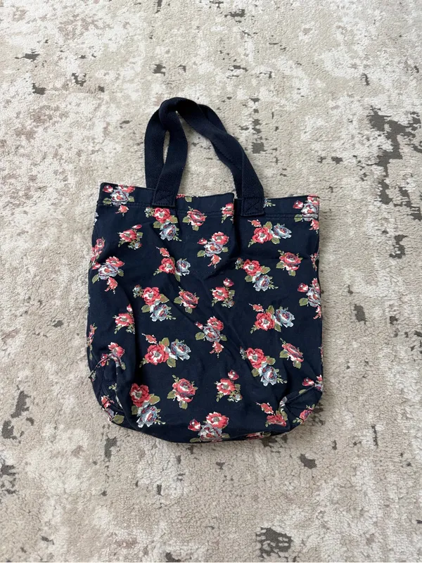 Abercrombie & Fitch Vintage Navy Blue Floral Tote Bag - Image 2