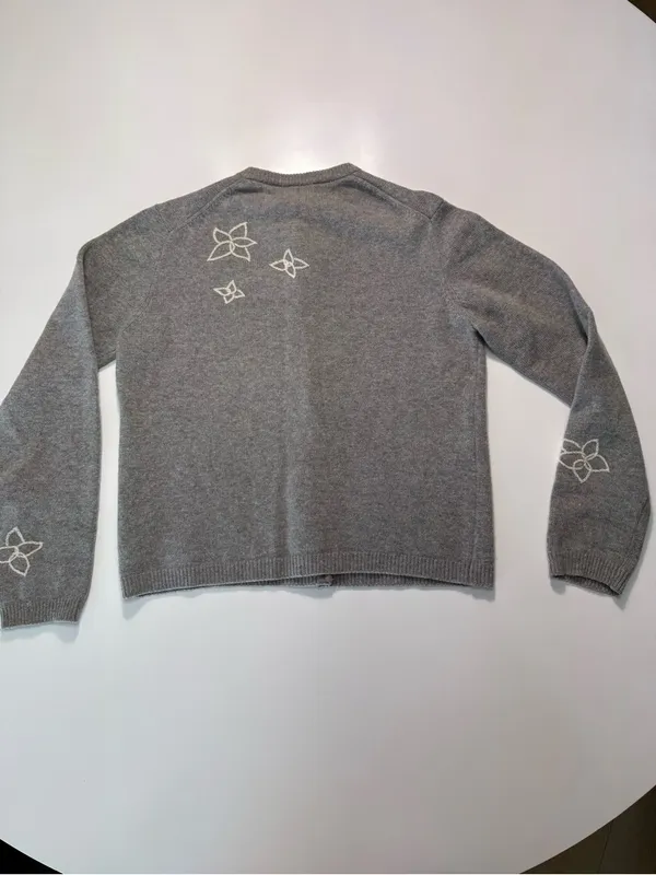 J. Crew Gray Lambswool Blend Floral-Appliqué Button Cardigan - Image 7
