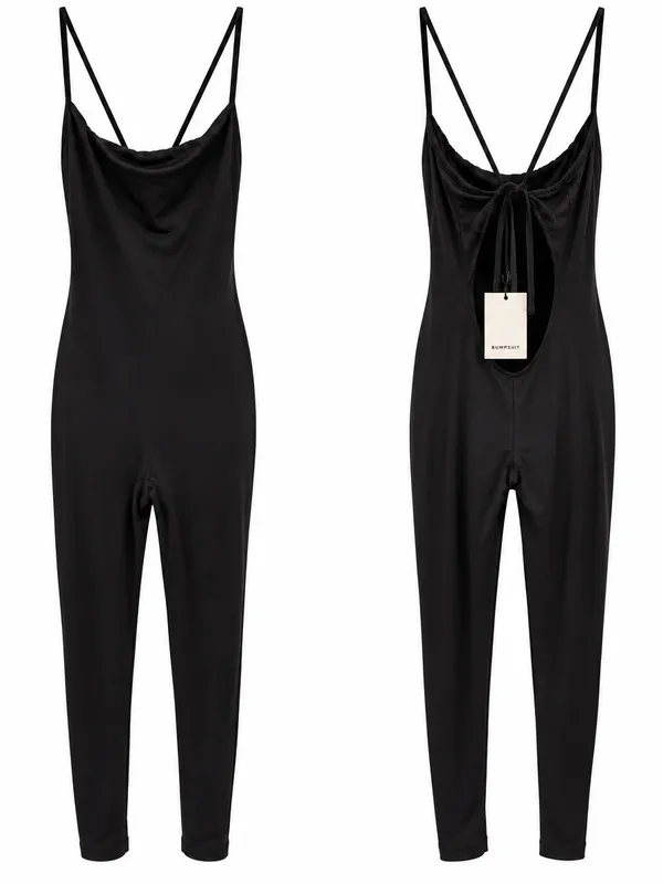 NWT BUMPSUIT Farrah Black Tie Back Maternity Jumpsuit Size M - Image 2