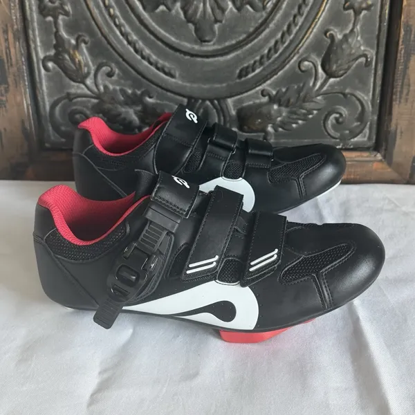 Peloton Bike Cycling Shoes Unisex Size 40‎ (women's 9-9.5) Black Red, Cleats EUC - Image 2
