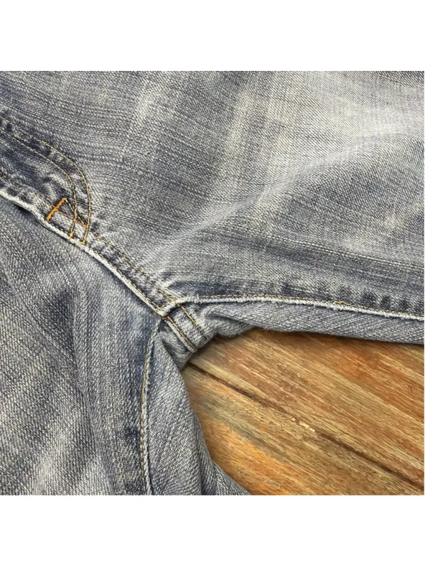 7 For All Mankind Bootcut VTG Y2K Jeans Raw Cut Hem Made in USA 100% Cotton 26 - Image 5