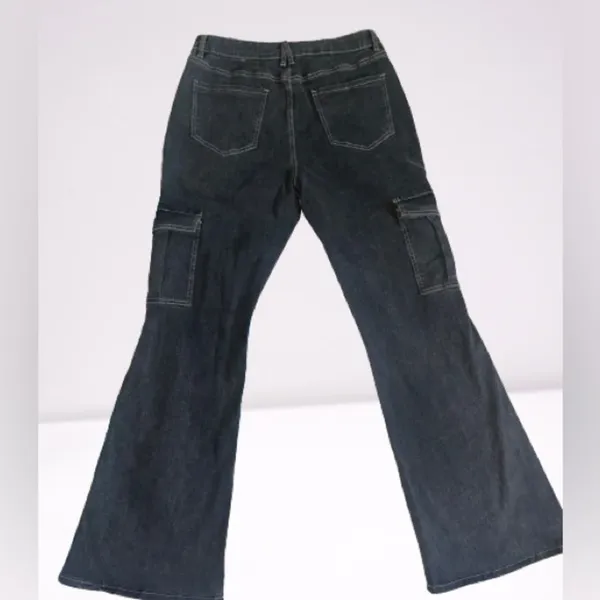 FOREVER 21 - Cargo Flare Jeans- Acid Washed Black Size 31 - Image 7