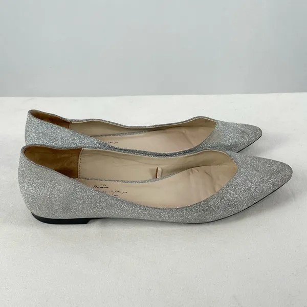Zara Glitter Slip On Point Toe Ballet Flats in‎ Silver Size 38 or 7.5 - Image 5