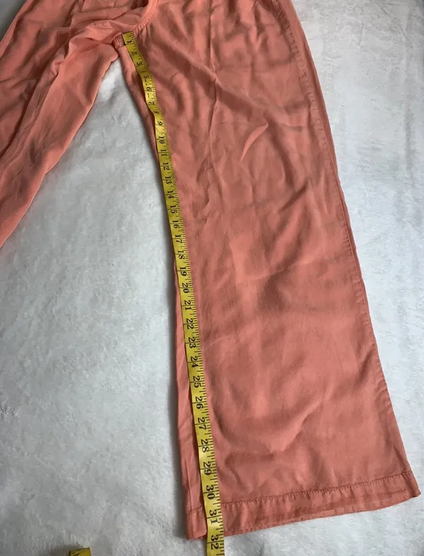 Forever 21 coral long woven tiger lily elastic waist womens pants size M. Lyocell, wide leg with pockets, lightweight - Image 5
