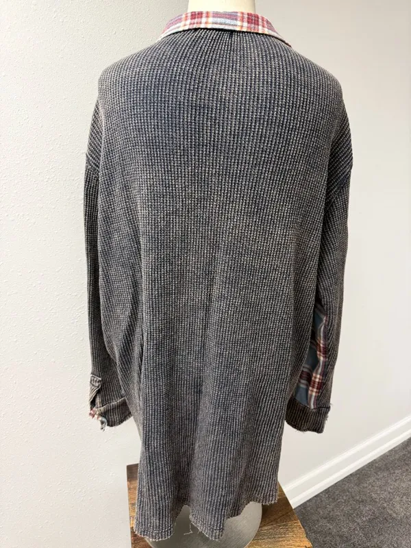 Oli & Hali Washed Plaid Waffle Knit Button-Down Shirt - Image 5
