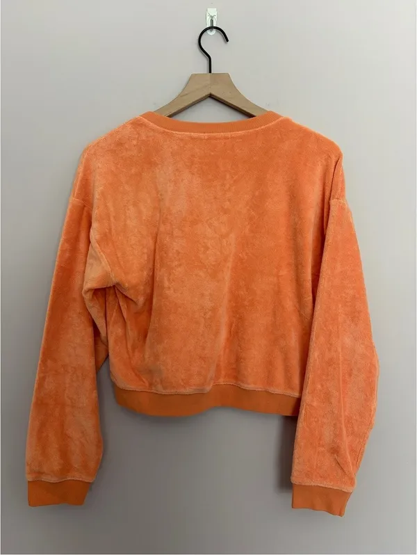 Beyond Yoga Tropez Orange V Neck Terry Pullover Small - Image 3