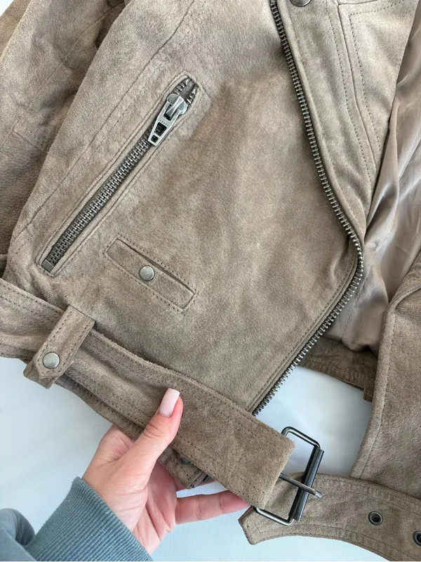 Blank Nyc Brown Genuine Suede Moto Jacket M - Image 4