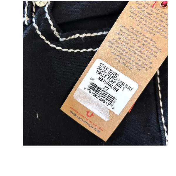 NWT 27 True Religion Girls Halle Black Skinny Jean 29" Inseam Youth Teen Juniors - Image 6