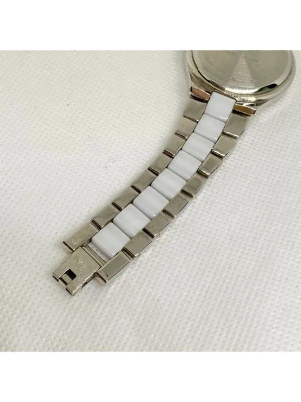 Anne Klein Women watch silver white tone rhinestones 33mm quartz 6” running - Image 7
