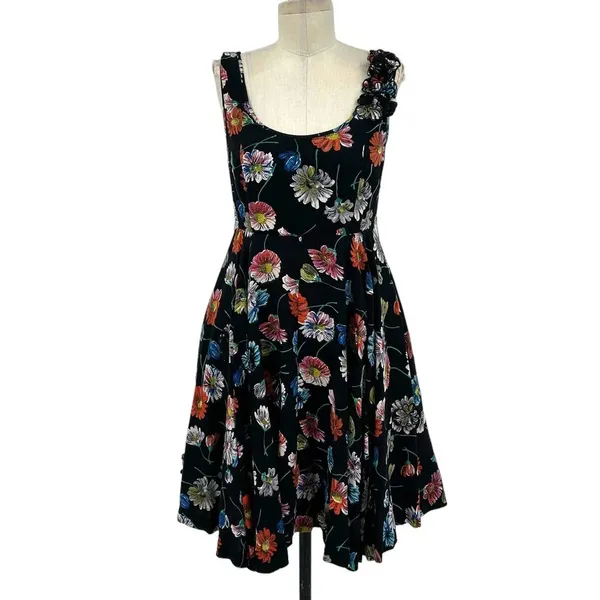Anthropologie Moulinette Soeurs Astere Everywhere‎ Dress Floral Black Size 2 - Image 3