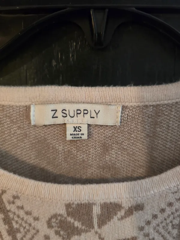 O Z Supply Beige Cream Patterned Sweater Xs - Image 4