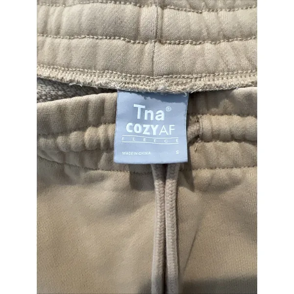 Tna Sweatpants Womens Small Beige COZYAF Fleece Jogger Elastic Waist Lounge - Image 2