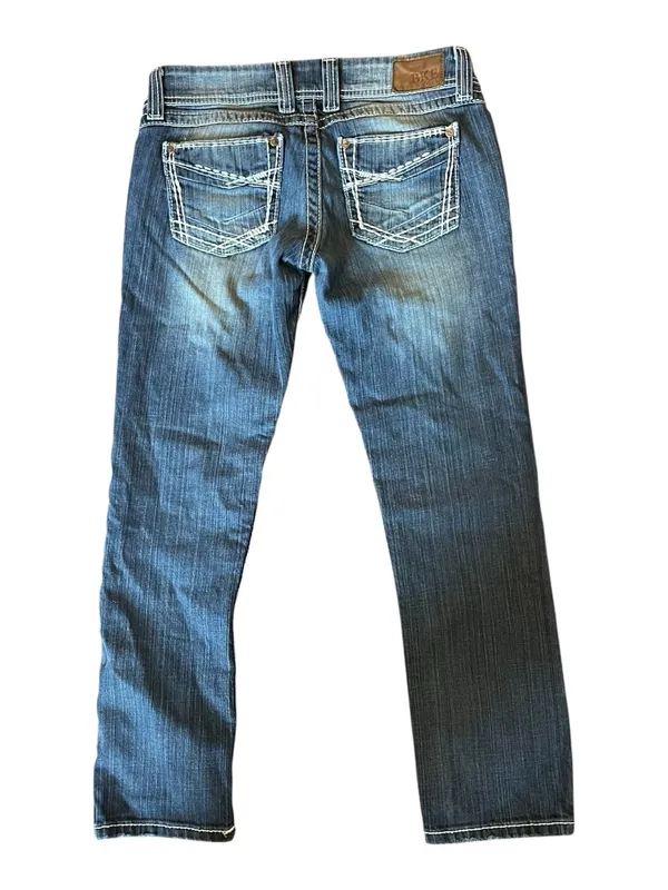 BKE Stella Low-Rise Cropped Jeans Women's 27 Blue Dark Wash Denim Stretch 90's - Image 2