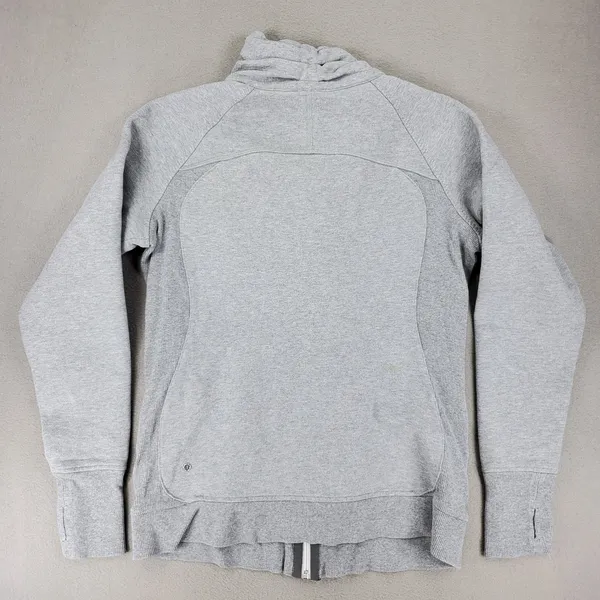 Lululemon Scuba Asymmetrical Full Zip Hoodie Women 10 Grey Heathered Sporty - Image 2