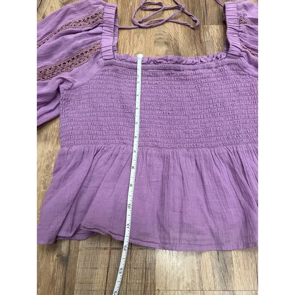 American Eagle puff sleeve top Sz L 100% cotton‎ - Image 9