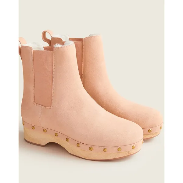 J. CREW Faux Fur Lined Clog Boots in Suede Size 11 - Image 2