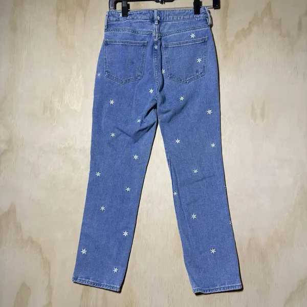 PacSun Women 23 Daisy Embroidered Mom Jeans High Rise Blue Floral Y2K Tapered - Image 7