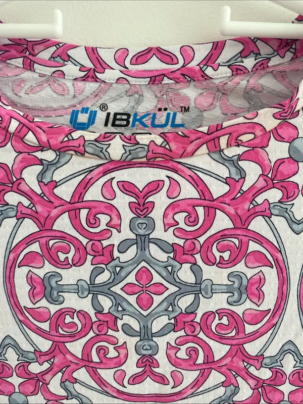 IBKUL Alice Pink Charcoal L/S Crew w Mesh Top Tee UPF50 Size XS - Image 11