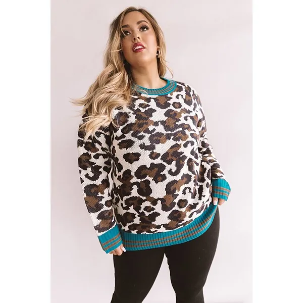 New | Women’s 1x/2x Oddy Boutique Leopard Print Sweater - Image 2