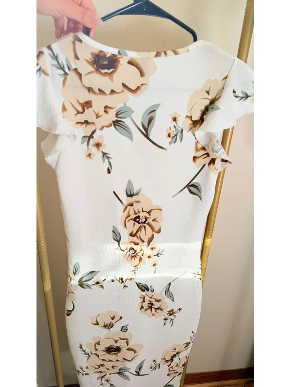 Size S Women's Dresses Floral Print Sleeve Bodycon Dress - Image 2